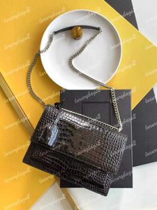 5A Luxurys Designers Bags Crossbody Bag Fashion Designer Handbags 22cm Sunset 8 Colors Crocodile Alligator Lines 442906 Black Gold Silver Hardware Wallet