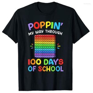 メンズTシャツポピン100日間の私の道をお楽しみください学校の子供の100日目tシャツのimon22