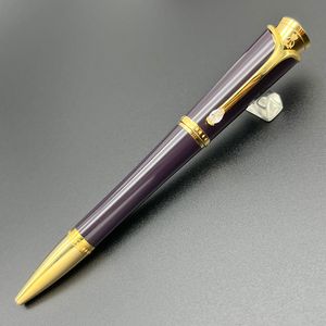 Mor Tükenmez Kalemler toptan satış-Yamalang Luxurys Monaco Prenses Grace Kelly Purple Rollerball Kalem Beyaz Kalem Pırlanta Kapağı Markalarla Madam Ofis Kırtasiye Yazmak