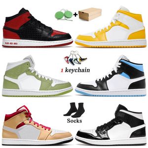 2024 Top-Qualität Jumpman 1 University Blue Gold 1s Basketballschuhe für Damen Herren Chicago Reimagined Visionaire Bred Text Green Python Cactus