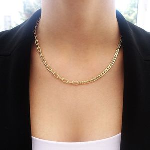 Fashion Chain Necklace Women Simple Stainless Steel Cuban Paper Clip Combination Chain Necklace For Women Jewelry Gift