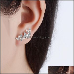 Wholesale gold bow stud earrings resale online - Heart Decoration Korean Style Bow Stud Earrings Womens Diamond Embedded Long Rose Gold Fashion Ear Jewelry Drop Delivery Zwsag