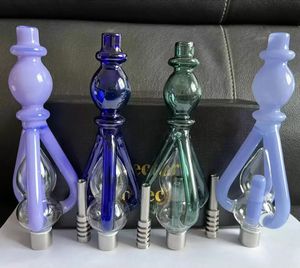 Recycler Nector Collector Kit Smoking Tool With Titanium Nail Colorful Glass Water Pipe Mini Hookah Recyable Dab Rigs Nozzle With Gift Box Bongs