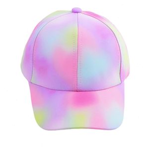 Ages 2-8 Colorful Cute Baseball Caps For Kids Boy Girls Toddler Hats Shiny Rainbow Striped Love Heart Pattern