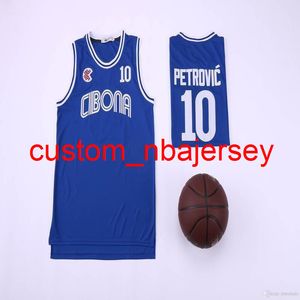 Homens faculdade 10 Drazen Petrovic Jersey Basquetebol Cibona Zagreb Jerseys Team Blue Respirável para Esporte Fãs Top Quality à venda