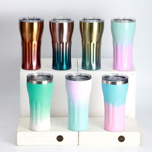 Paslanmaz Çelik Tumbler Plastik Sprey Araç Kupası 500ml Seyahat Kahve Kupa Termo Bardak İçme Şişesi Gradyan Renkler Su Kupası İş Hediyesi Vasos De Acero Inoksided