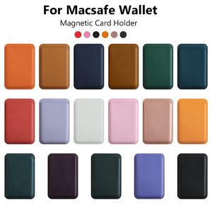 Com logotipo para apple magsafe carteira de couro bolsa magnética titular do cartão de identificação para iphone 15 14 13 12 pro max caso traseiro cartão bolso slot saco