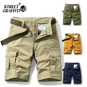 Spring Men Cotton Cargo Shorts Ubranie Letnie Breczeski Bermuda mody spodni plażowy los cortos ładunek krótcy mężczyźni 220507