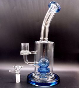 Blu 9 pollici vetro acqua Bong narghilè pneumatico Perclator riciclatoreﾠ Delicato olio Dab Rigs pipe da fumo