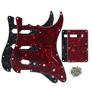 Elektriska gitarrdelar 2 SET SSS Guitar PickGuard 11 håls skrapplatta och bakre kavitetsplatta