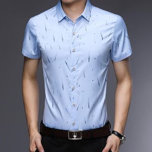 Mäns avslappnade skjortor modetryck design kinesisk stil manlig kortärmad skjorta affärsmän slimman