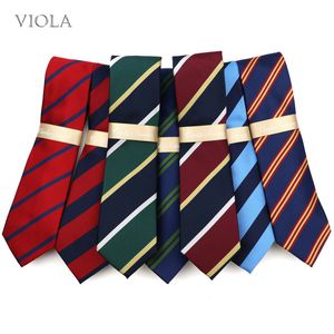 29 Colors Striped Tie 7cm Polyester Young Men Red Blue Green Navy Necktie Suit Casual Formal Daily Cravat Quality Gift Accessory 220409