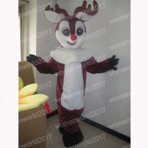 Halloween Red Nose Deer Mascot Costume Najwyższa jakość Elk Cartoon Postacie Stroje Posta