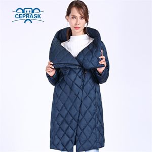 Ceprask عالية الجودة سميكة سميكة نساء Bio زغب معطف الشتاء النسائية بالإضافة إلى حجم الطويل الدفء الأنيق سترة شتوية 201125