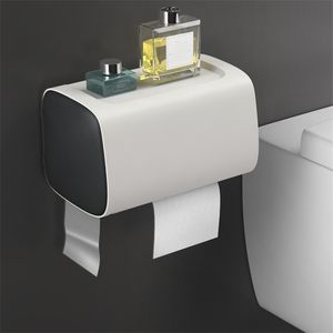 Toalettpappershållare rack rullar rör väggmontering badrum vävnadslåda vattentätt toalettpapper lagringslåda badrumsarrangör T200425