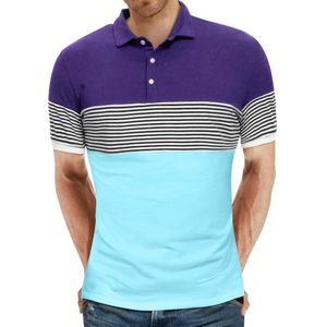 Herren Polos Männer Frühling Sommer Casual Top Sport Slim Fit Kontrasthemd Gestreifte Baumwolle Langer Schlaf Weiß Gestreifte Hemden für MännerHerren