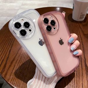 iPhoneの贅沢ケース15 14 13 11 12 Pro Max Circle Camera Protection Clear Shockproof Bumper Acrylic Cover Clear