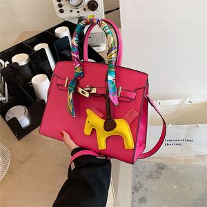 Bags Lovely silk scarf small square bag women's 2023 urban elegant and simple atmosphere Pu sling one Shoulder Messenger Purse