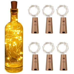 Decoração de festa Luzes de vinho LED de vinhos 2m 20leds Cork Forma de cobre Fio de fio colorido Mini String Light para Luzes de Natal para Casamento ao Outdoor