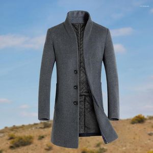 Men's Trench Coats Men Jacket Long Sleeve Stand Collar Coat Windproof Warm Windbreaker Streetwear Outwear Autumn Viol22