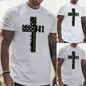 Camisetas masculinas masculas com manga longa camiseta masculina de verão casual bandeira crosta bordou round round amarelo curto correndo de menmmen's