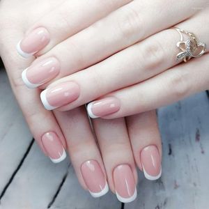 Valse nagels stks eenvoudige Franse naakt roze bruid bruiloft vrouwen nep volledige cover kunstmatige manicure nagel art decoratie tipsfalse stac22