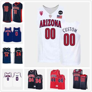 XFLSP College Custom Custom Arizona Wildcats сшитые колледж Баскетбол Джерси Джефферсон Дэймон Студамир Aaron Gordon 4 Dalen Terry 10 Azuolas Tubelis 11