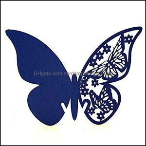 Kelebek Isimleri toptan satış-Parti Dekorasyon Etkinliği Malzemeleri Festival Ev Bahçesi Hollow Butterfly Card Wil Cam Lazer Kesim Kağıt Adı Yer Koltuk Kartları