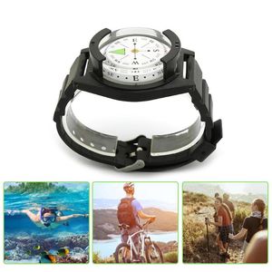 Armbanduhren Ankunft Outdoor Mini Leichte Armbanduhr ABS Kompass Gummi Armband Überleben Uhr Schwarz Band Werkzeug Zubehör