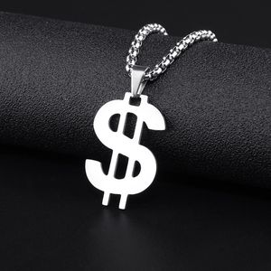 Dollar Stainless Steel Necklace Dollar Symbol Pendant Male Personality Hip-hop European and American Trend Jewelry for Men