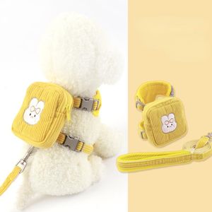 Dog Collars LEASHES通気性刺繍ハーネスリーシュセット取り外し可能な調整可能なリリースバックルバックルペット用品用バックルバグパックLEASH