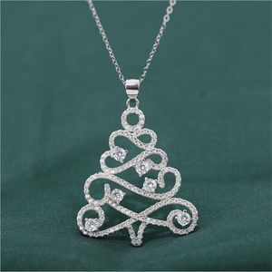 Collares colgantes Joyas plateadas Fashion Fashion Wild Christmas Árbol de Navidad Cadena de clavícula de cristal XL171 Pendiente