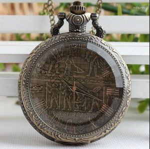 Pocket Uhren klassische nostalgische dekorative Muster antiker Glasmenschen und Frauenheiztin Mode Quarz Uhr FOB Kette Geschenkpocket