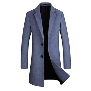 Men's Wool & Blends Fashion Coat Men Long Windbreaker Woolen Overcoat Mens Casual Peacoat Male High Quality Classical Jaket Trench Coats T220810