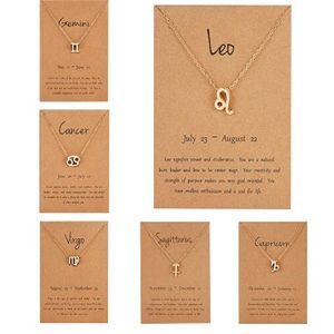 Constellation Zodiac Necklace Jewelry for Women Antique Style Designad 12 Horoskop Oxe Aries Leo Halsband presenter GC1372