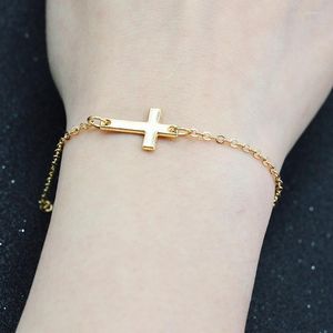 Länkkedja tro kärlek rostfritt stål korsa charm armband guld vänskap armband för kvinnor religiösa mode smycken dropp kent22