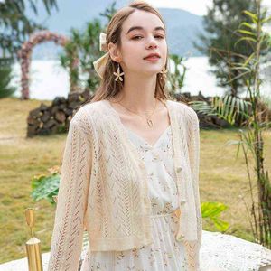 Knitwear Spring and Summer New Women's Cardigan Thin Top Long Sleeve Kort utanför sjal luftkonditionering Solskyddsmedel