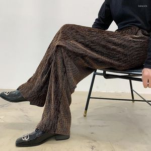 Calça masculina Four Seasons Men Men perna larga Veludo Design amassado Drape solta calças de perna reta Men's Japanese Casual Pantsmen