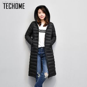 Nuove signore Long Winter Warm Coat Women Women Ultra Light 90% White Duck Down Giacca da donna Parka Female Jackets Women L220730