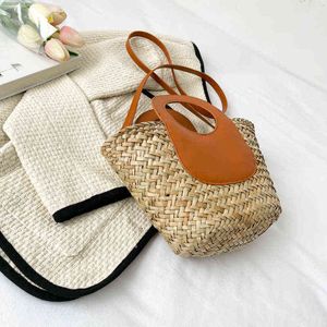 Kvällspåsar 2022 Beach Baket Summer Weaving Ladie Straw Bag Fahion Tote Rattan Shoulder Woven Handmade Hand 220630