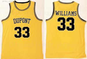 Män Dupont High School 33 Jason Williams Jerseys basket Yellow Team Color Stitched and Brodery Sports Pure Cotton Botton utmärkt kvalitet till försäljning