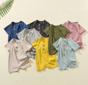 夏の子供短袖のワンピースコットンロンパーズ薄い新生児の風の登山服ベビーロンパー