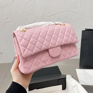 2022Ss W Womens Classic Double Flap Quilted Bags Gold Hardware Turn Lock Crossbody Shoulder Handbags 17 Colors can Choose Designer Luxury Sacoche Purse 25CM