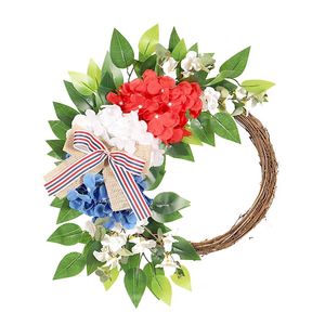 Decorative Flowers & Wreaths Front Door Plant Outdoor Day Decoration Wreath Independence Decor Hanging Large For All SeasonsDecorative