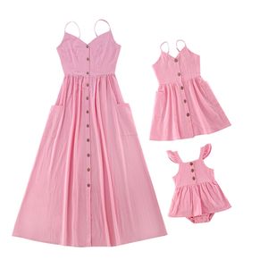 Family Tank Mother Daughter Matching Dresses Look Mom Baby Mommy and Me Clothes Fashion Woman Girls Cotton Dress Outfits 220531