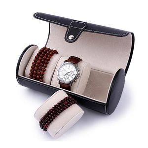 Fashion Luxury Watch Display Gift Box Case Roll 3 Slot Wristwatch Necklace Bracelet Jewelry PU Leather Storage Travel Pouch 220617