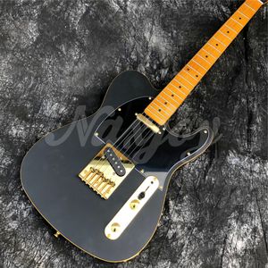 Матовая черная электрическая гитара, 6 струнных кленовых гриф