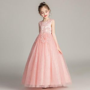 Girl's Dresses Children's Long Flower Girl Dress Ball Gown Mesh Princess Lovely 8-15 Years Old Clothing Girls Liuyi CostumesGirl's