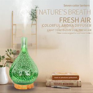 3D Firework Glass Usb Air Humidifier with 7 Color Led Night Light Aroma Essential Oil Diffuser Cool Mist Maker for Home Office196s