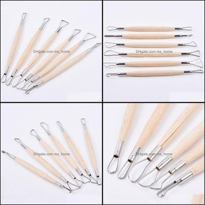 Wooden Handle Y Ceramics Diy Tools Set 6Pcs Wood Wax Clay Scpture Carving Tool Craft Qw8334 Drop Delivery 2021 Arts Crafts Gifts Home Gar